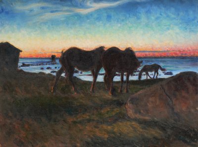 Horses at Sunset by Nils Kreuger